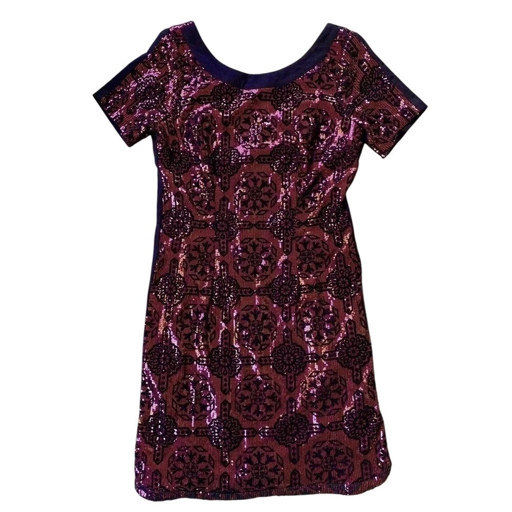 Plenty by Tracy Reese Sequined Geo Dot Stretch Cocktail Dress Black Red Size 2